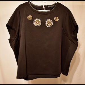 Eloqui Ponte Boxy Embellished Crop Top